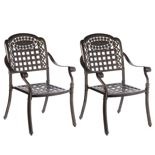 Indoor and Outdoor Bronze Dinning Set 2 Chairs Cast Aluminum., Gardenised, Mfr#: QI003958CH.2